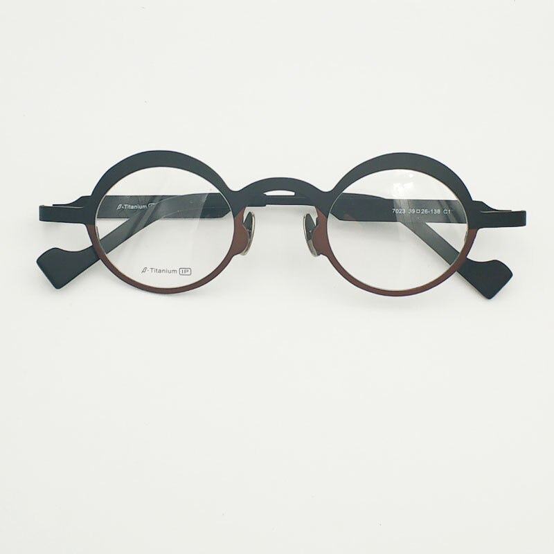 Unisex Retro Round Eyeglasses Pure Titanium Frame 7023 Frame Yujo   