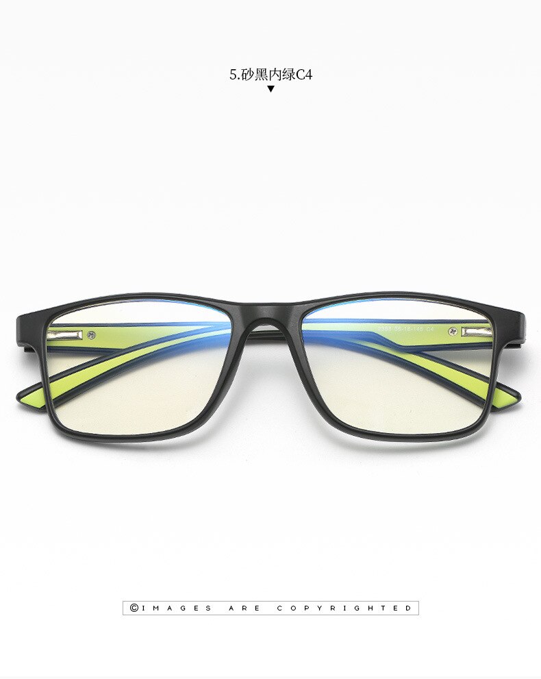 Men's Tr 90 Full Rim Square Frame Eyeglasses Anti Blue Light Full Rim Bclear   