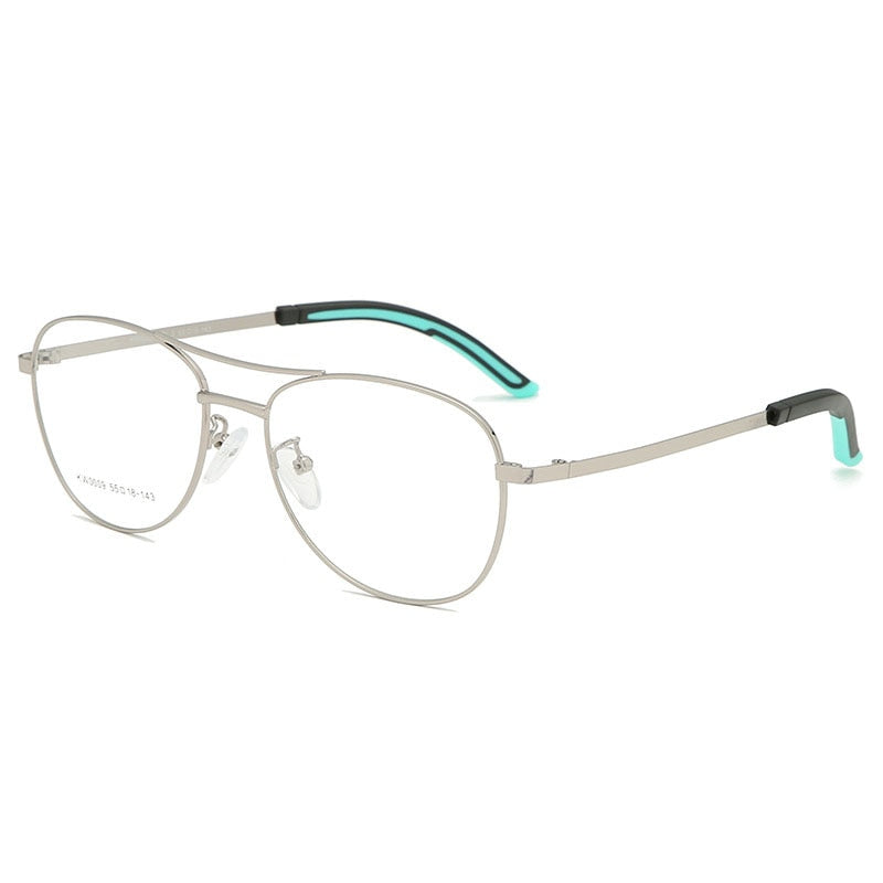 Unisex Full Rim Double Bridge Alloy Frame Eyeglasses Kw0009 Full Rim Bclear Gun gray  