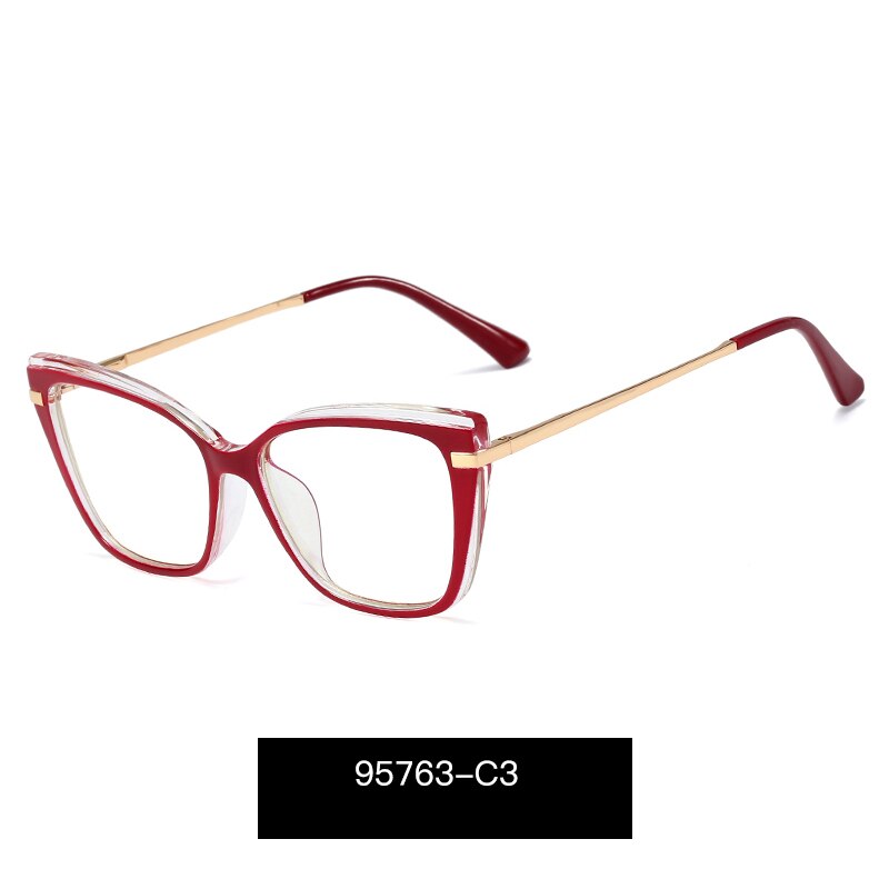 Hotony Women's Full Rim Square TR 90 Alloy Frame Eyeglasses 95763 Full Rim Hotony C3  
