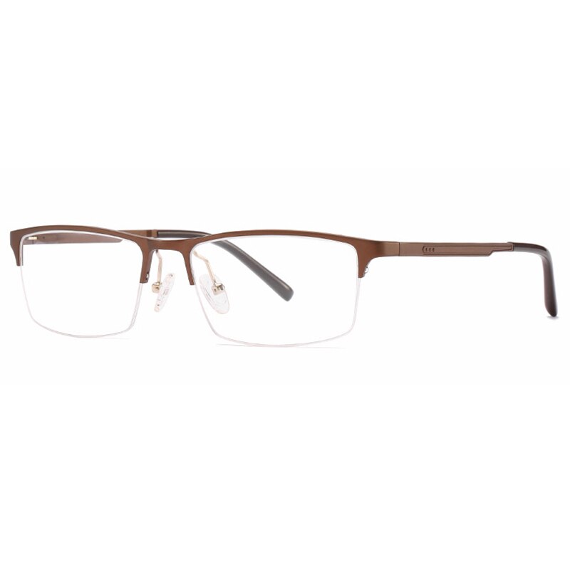 Hotony Unisex Semi Rim Square Alloy Frame Eyeglasses CX6342 Semi Rim Hotony Auburn  