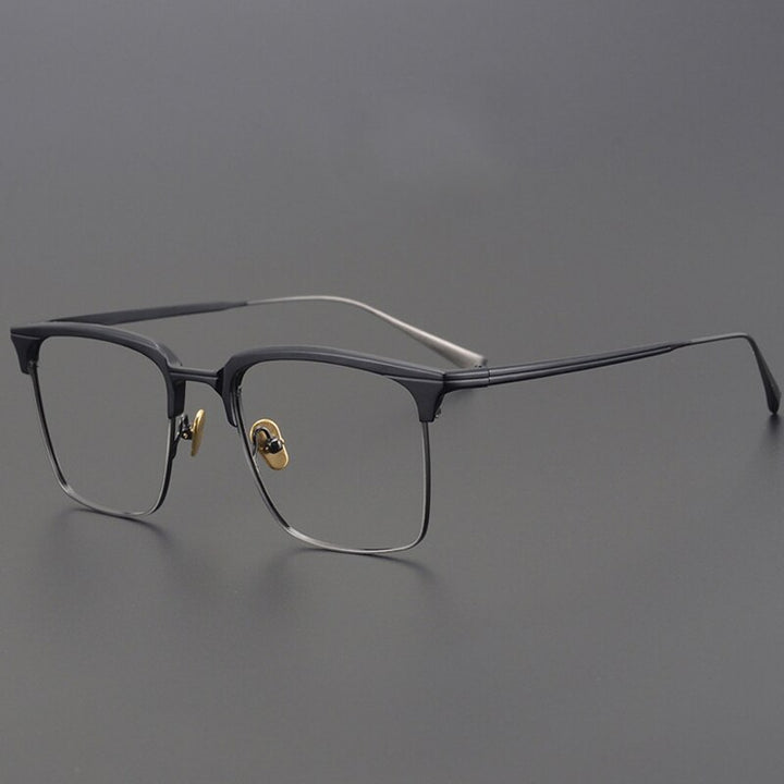 Muzz Men's Full Rim Square Titanium Acetate Hand Crafted Frame Eyeglasses 0225 Full Rim Muzz gray  