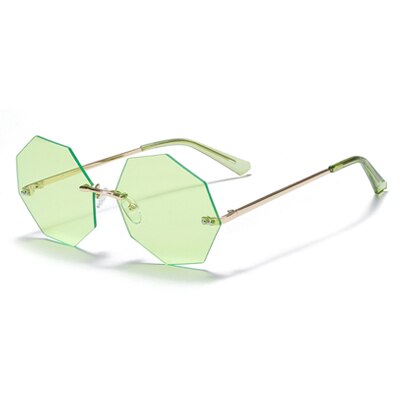 Ralferty Women's Steampunk Polygon Sunglasses WK005 Sunglasses Ralferty C9 Light Green As picture 