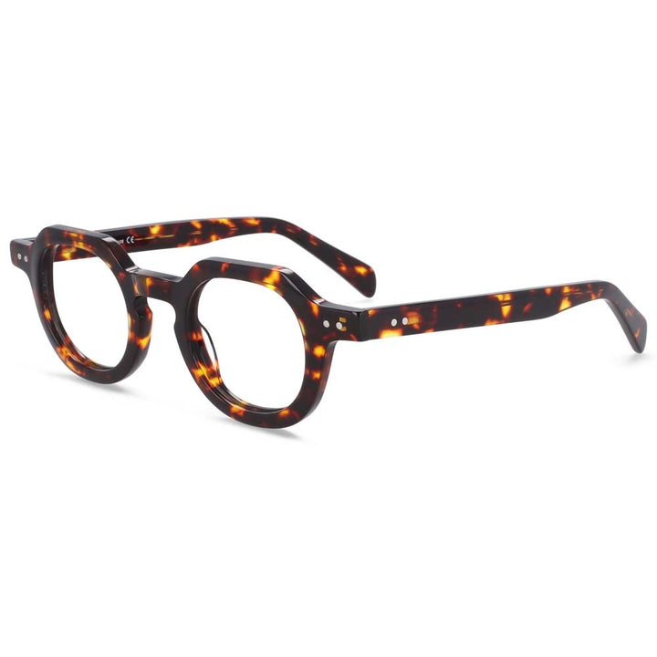 CCSpace Unisex Full Rim Round Acetate Frame Eyeglasses 49875 Full Rim CCspace Leopard  