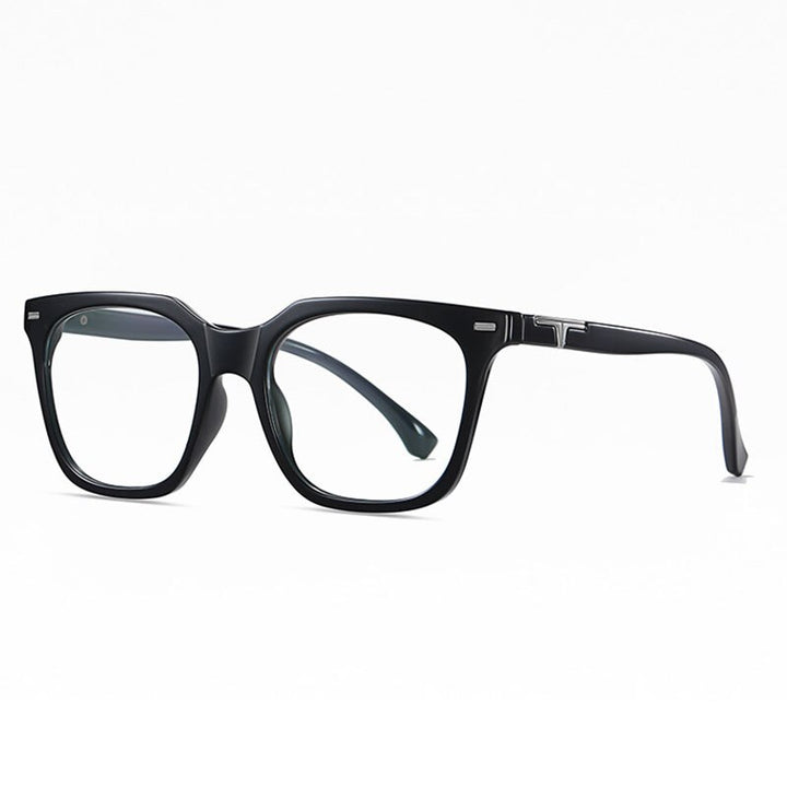 Hotochki Unisex Full Rim Big Square Tr 90 Eyeglasses St6915 Full Rim Hotochki Shiny Black C01-P81  