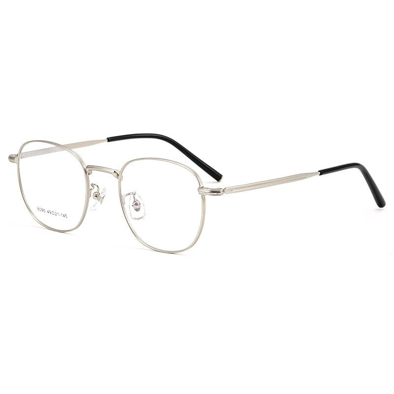 KatKani Unisex Full Rim Alloy Round Frame Eyeglasses 6090 Full Rim KatKani Eyeglasses Silver  
