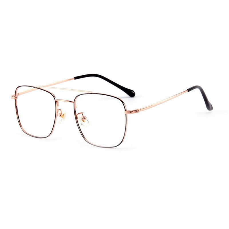 Handoer Unisex Full Rim Irregular Square Titanium Double Bridge Eyeglasses 86067 Full Rim Handoer   