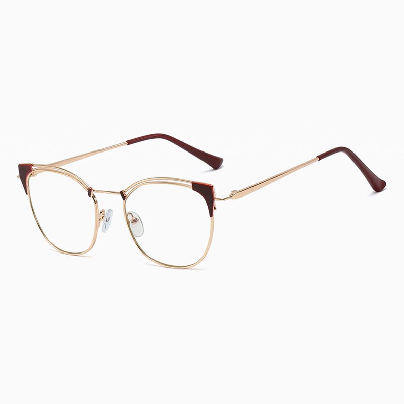 Hotony Unisex Full Rim Cat Eye Alloy Frame Eyeglasses L95537 Full Rim Hotony C7  