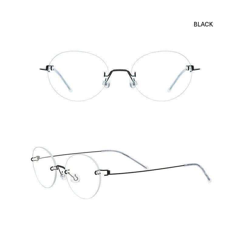 Aissuarvey Round Titanium Alloy Rimless Frame Unisex Eyeglasses Rimless Aissuarvey Eyeglasses black CN 