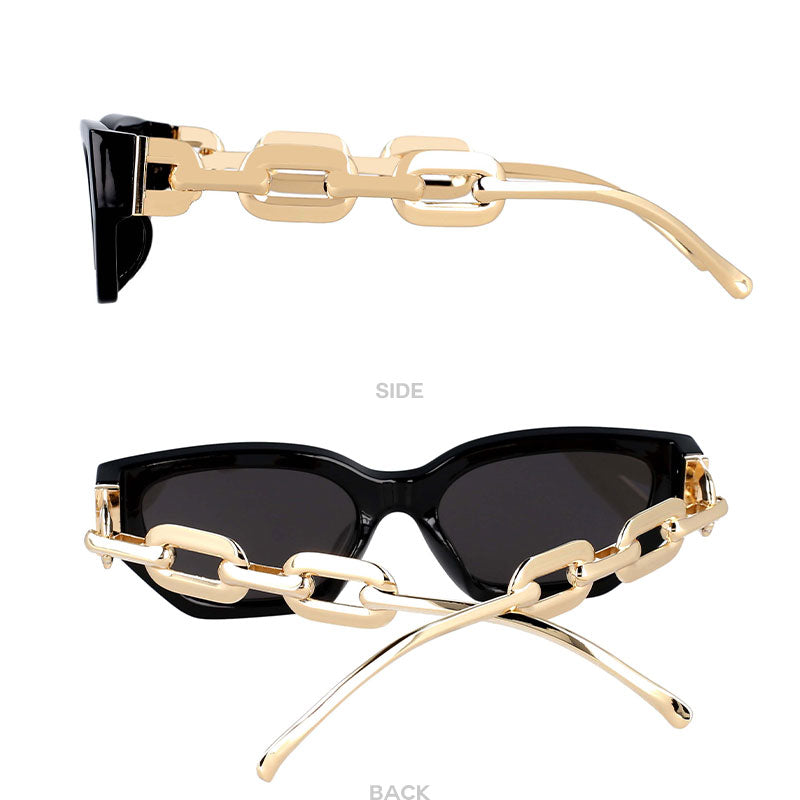 CCSpace Women's Full Rim Oversized Cat Eye Resin Chain Leg Frame Sunglasses 53235 Sunglasses CCspace Sunglasses   