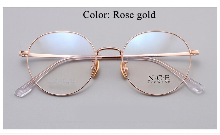 Unisex Round Full Rim Titanium Frame Eyeglasses Sc88312 Full Rim Bclear rose gold  