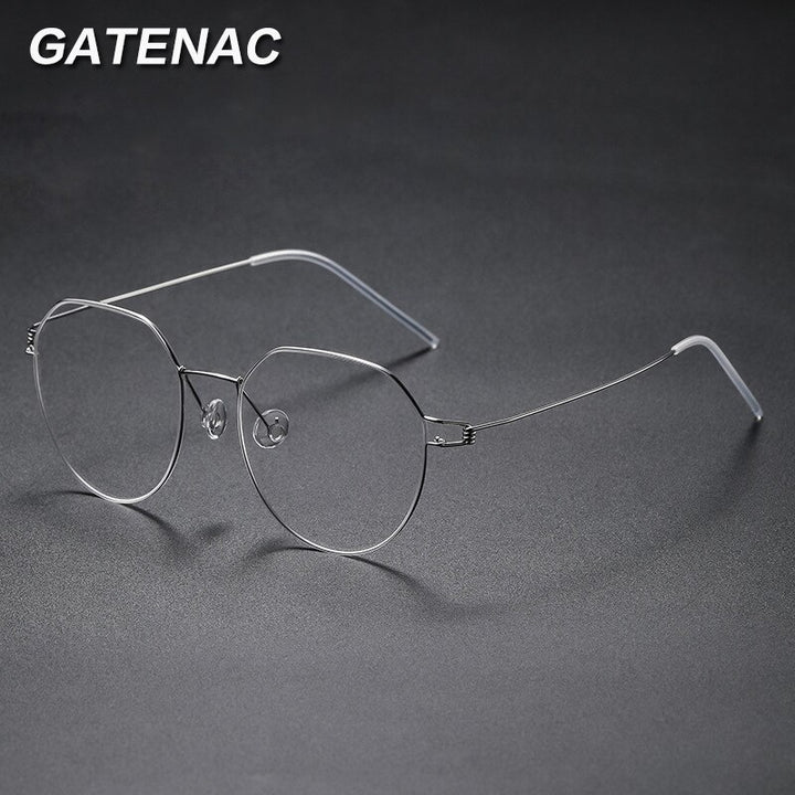 Gatenac Full Rim Round Titanium Alloy Screwless Frame Eyeglasses Gxyj679 Full Rim Gatenac   