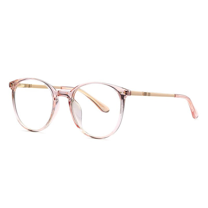Hotochki Women's Full Rim Round TR-90 Resin Alloy Frame Eyeglasses 2055 Full Rim Hotochki Pink  