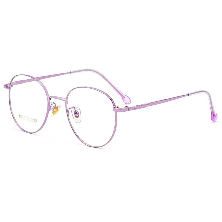 KatKani Unisex Full Rim Round Titanium Frame Eyeglasses K2070 Full Rim KatKani Eyeglasses Purple  