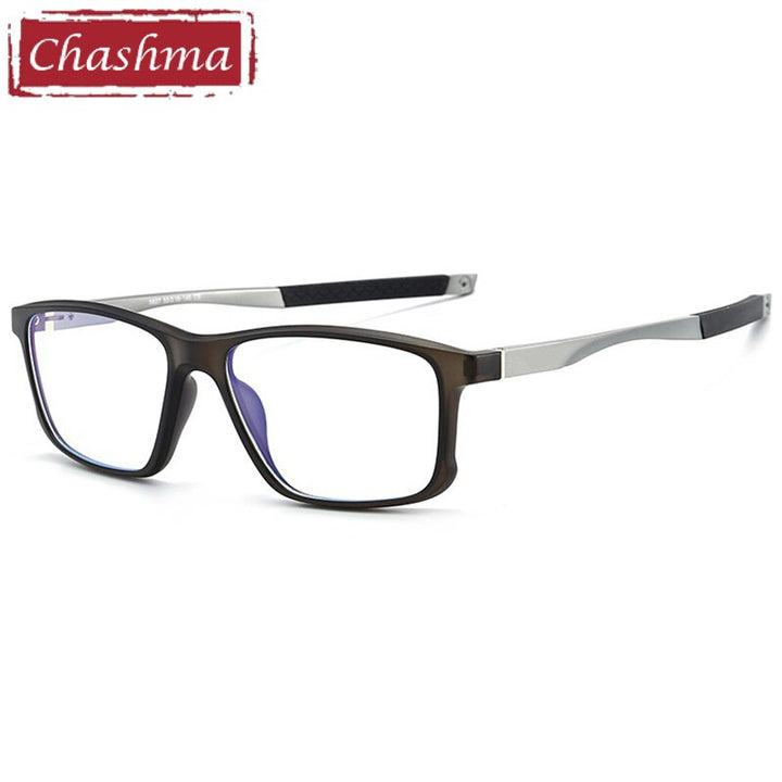 Chashma Ottica Unisex Full Rim Square Tr 90 Aluminum Magnesium Sport Eyeglasses 5827 Sport Eyewear Chashma Ottica Transparent Gray  