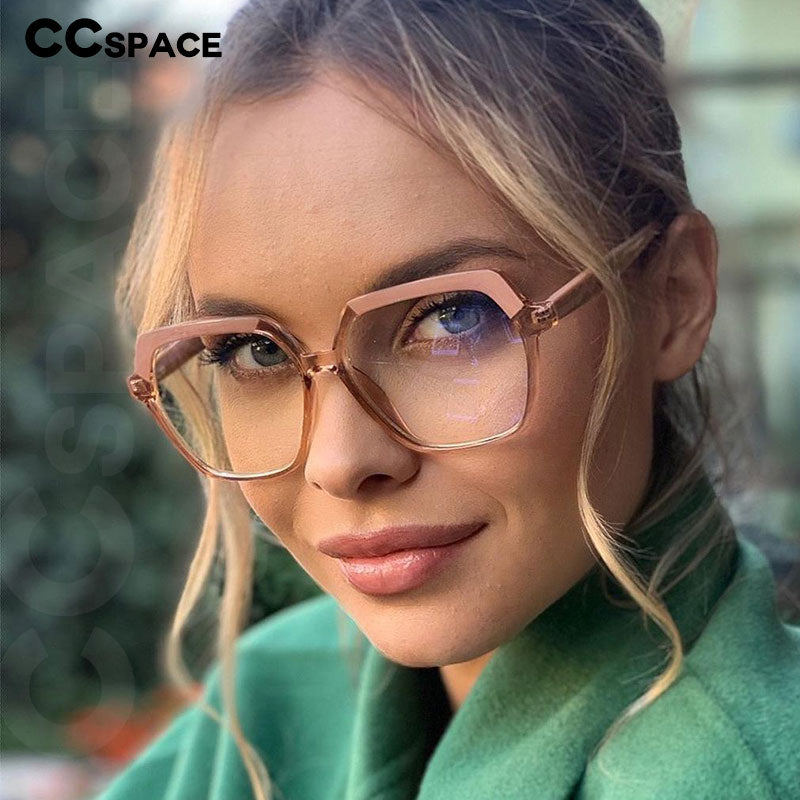 CCspace Unisex Full Rim Polygon Tr 90 Titanium Frame Eyeglasses 49324 Full Rim CCspace   