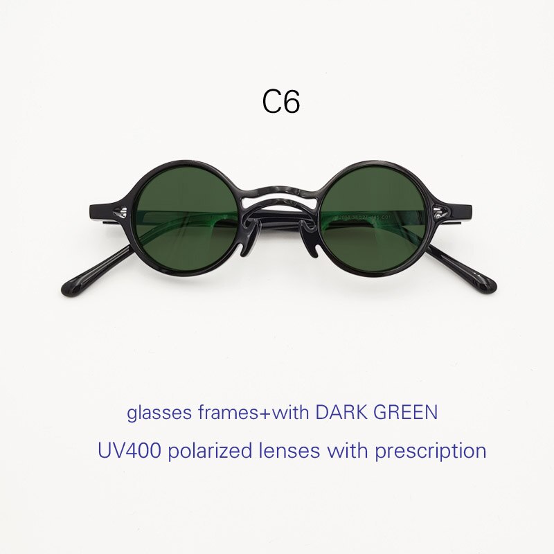 Men's Acetate Plate Frame Round Polarized Sunglasses Customizable Lenses Sunglasses Yujo C6 China Other