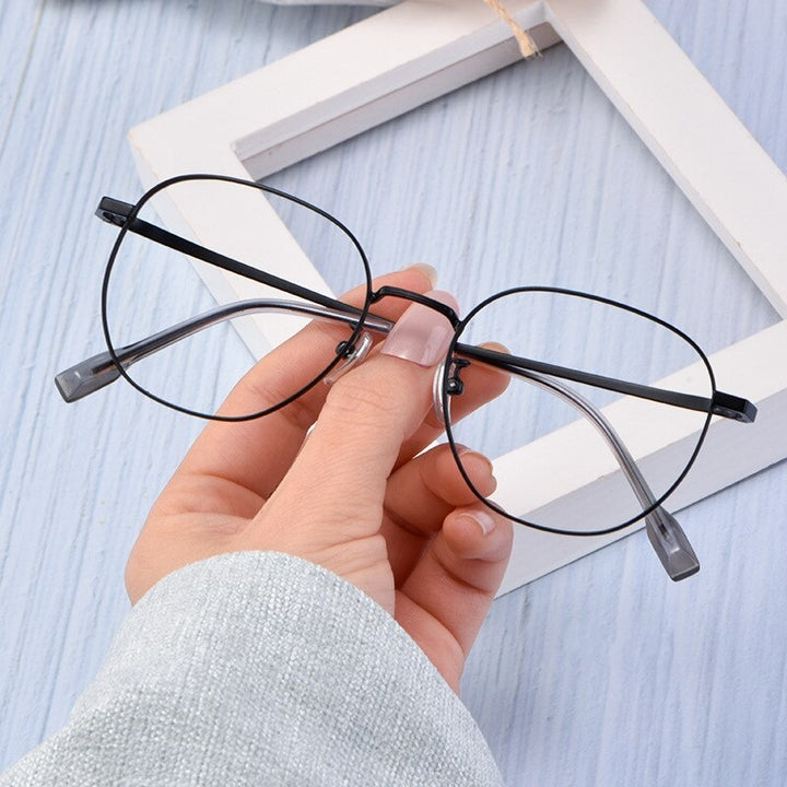 Yimaruili Unisex Full Rim Titanium Frame Eyeglasses T3929 Full Rim Yimaruili Eyeglasses Black  