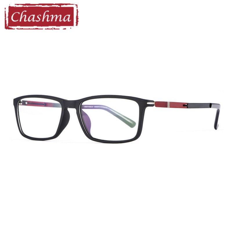 Men's Eyeglasses TR90 Alloy 9164 Frame Chashma Black with Red  