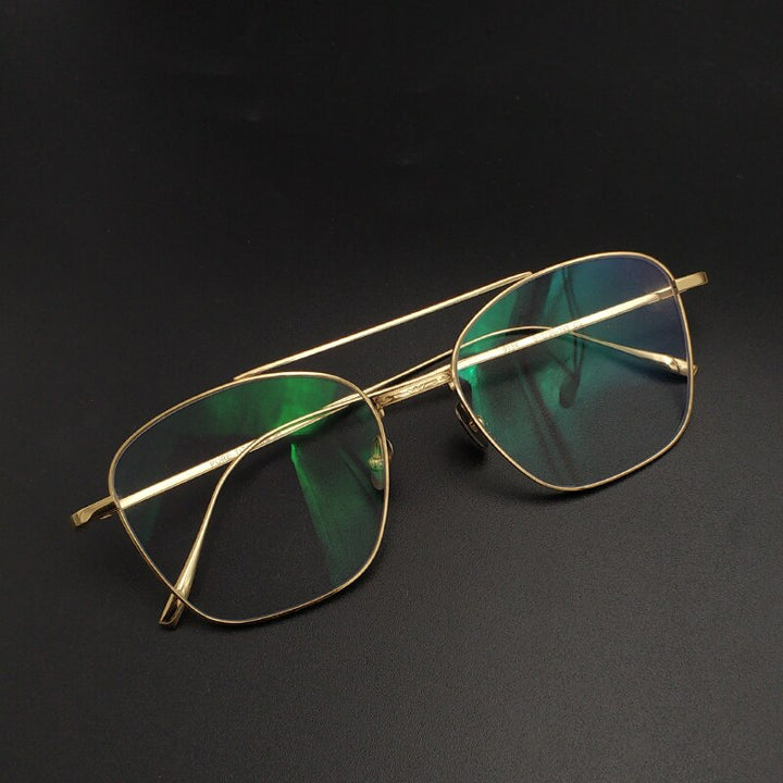 Retro Double Bridge Eyeglasses | Titanium Frame | Customizable Lenses ...