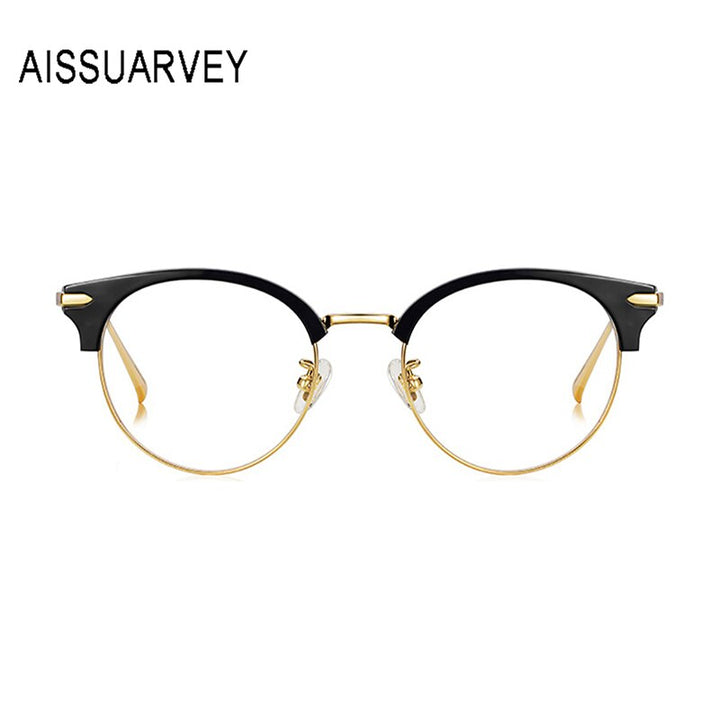 Aissuarvey Unisex Full Rim Round Cat Eye Titanium Frame Eyeglasses  As1300121 Full Rim Aissuarvey Eyeglasses   