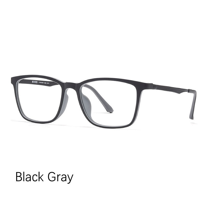 Yimaruili Men's Eyeglasses Square Ultra Light Titanium Y8808 Frame Yimaruili Eyeglasses Black Gray  