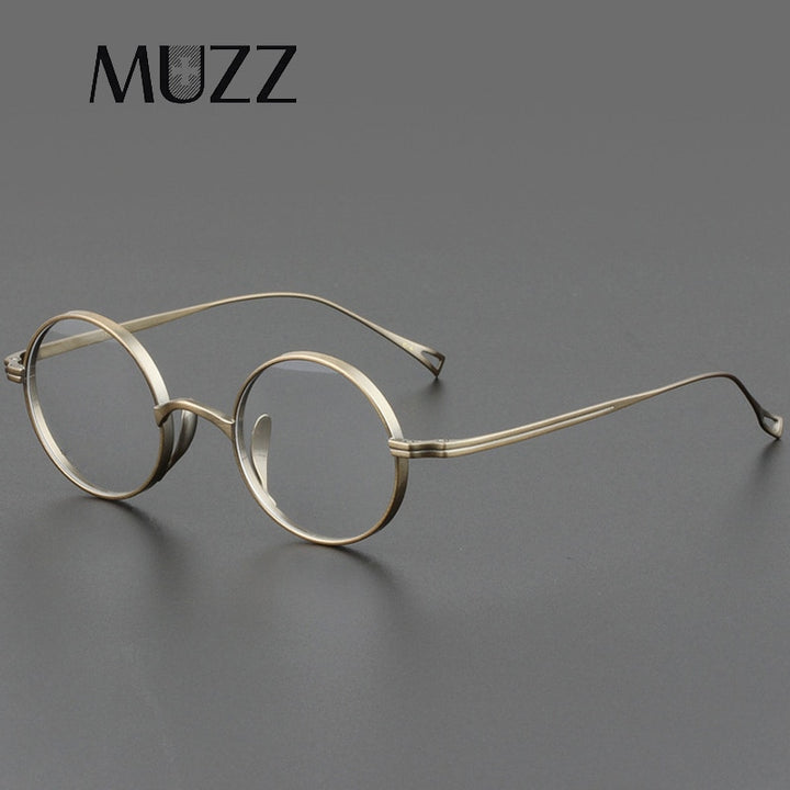 Muzz Men's Full Rim Round Titanium Frame Eyeglasses 10518 Full Rim Muzz   