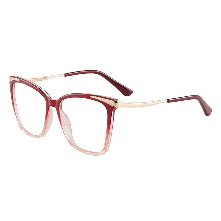 Hotony Women's Full Rim TR 90 Resin Square Cat Eye Frame Eyeglasses 7051 Full Rim Hotony Red  