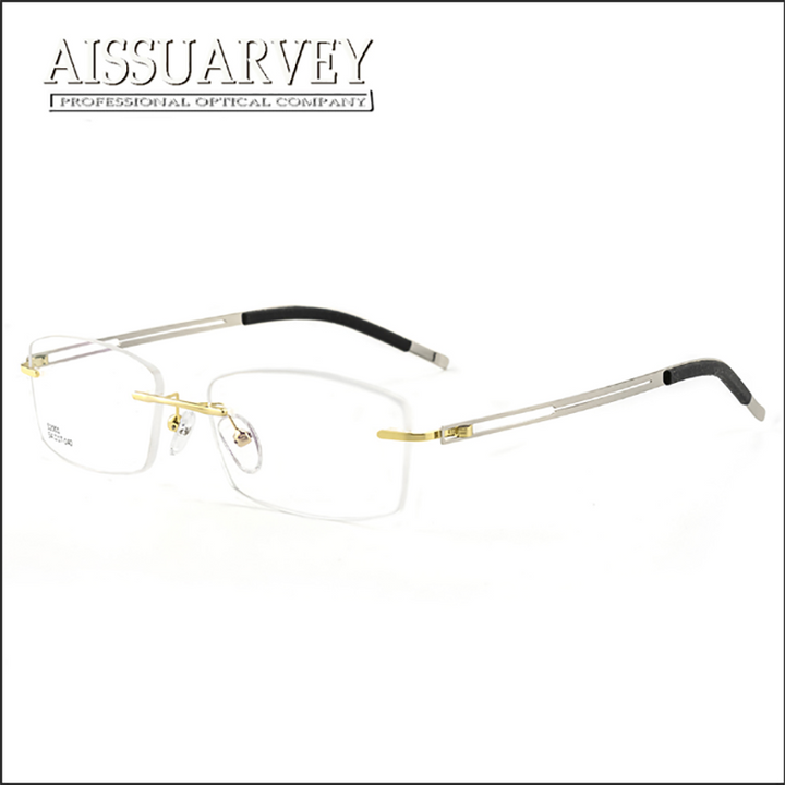 Aissuarvey Men's Rimless Titanium Alloy Frame Eyeglasses As52001 Rimless Aissuarvey Eyeglasses   