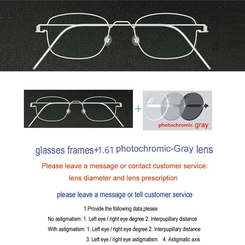 Yujo Unisex Full Rim Handcrafted Small/Large Square Stainless Steel Screwless Customized Eyeglasses With Lenses Full Rim Yujo graying China 