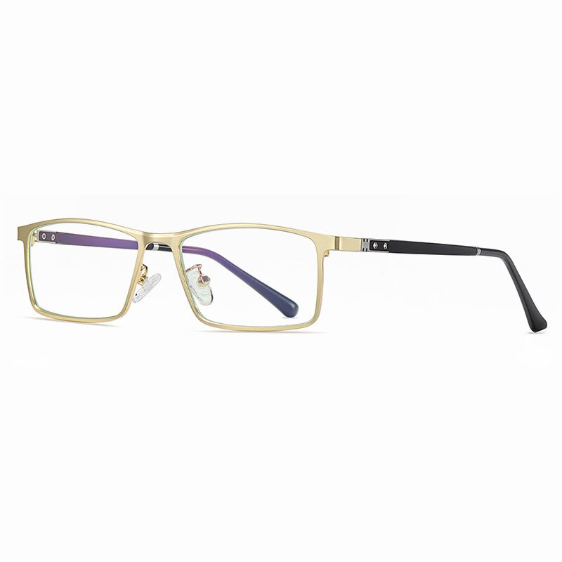 Hotochki Men's Full Rim Alloy Frame Anti Blue Lens Eyeglasses 2316 Full Rim Hotochki Gold  