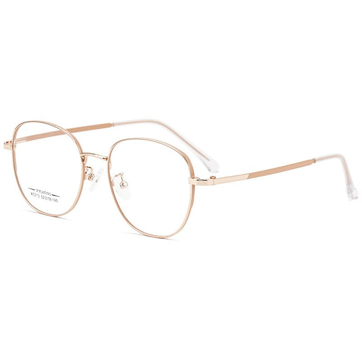 KatKani Unisex Full Rim Round IP Plated Alloy Frame Eyeglasses Ac013 Full Rim KatKani Eyeglasses Pink Rose Gold  