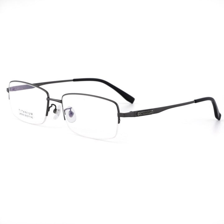 Men's  Half Rim Titanium Frame Eyeglasses Lr7818 Semi Rim Bclear gray  