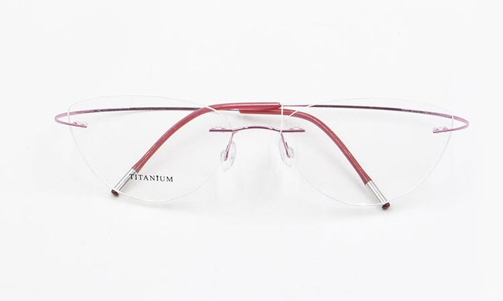 Women's Rimless Eyeglasses Titanium Frame 20003 Rimless Bclear Pink  