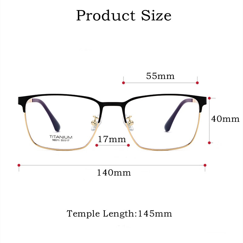 Yimaruili Men's Full Rim Square β Titanium Frame Eyeglasses 98011JY Full Rim Yimaruili Eyeglasses   