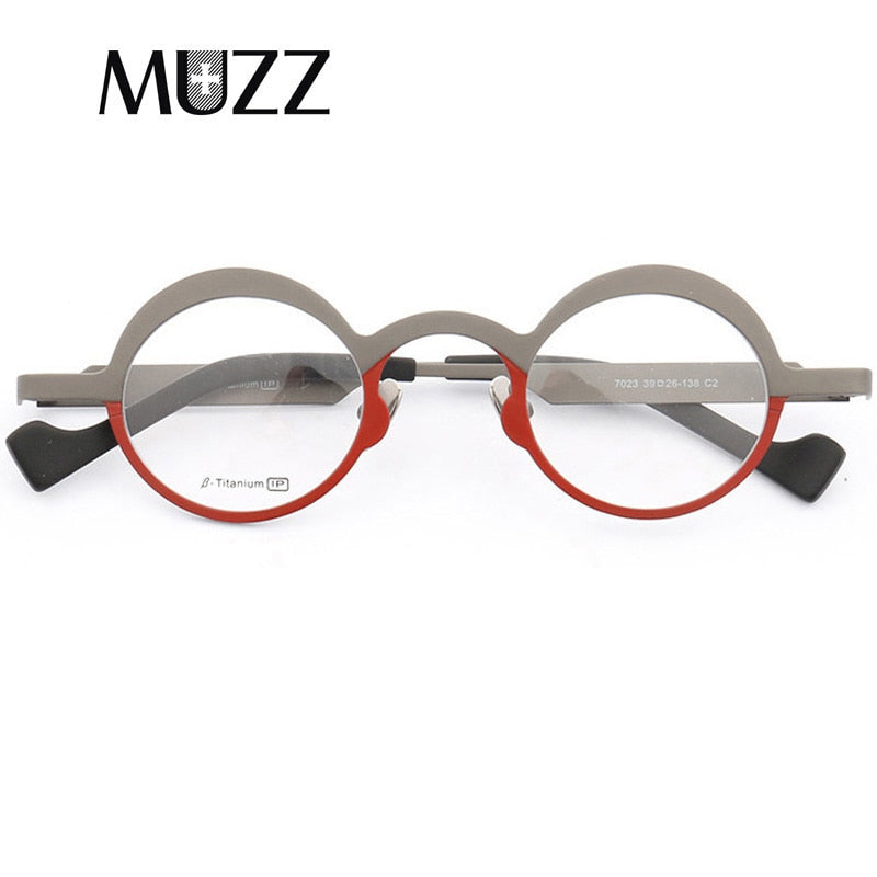 Muzz Unisex Full Rim Round Titanium Frame Eyeglasses T7023 Full Rim Muzz   