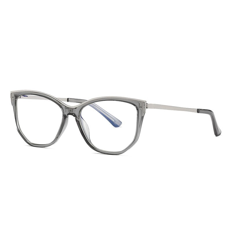 Hotochki Women's Full Rim Cat Eye Alloy Acetate Frame Eyeglasses 2048 Full Rim Hotochki gray  