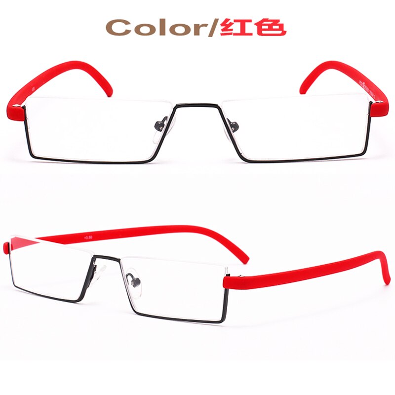 Unisex Half Rim Alloy Frame Reading Glasses Fy001 Reading Glasses Bclear +100 Red 