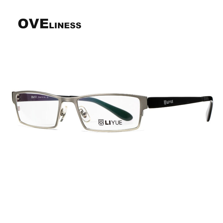 Oveliness Men's Full Rim Square Alloy Eyeglasses P9020 Full Rim Oveliness silver  