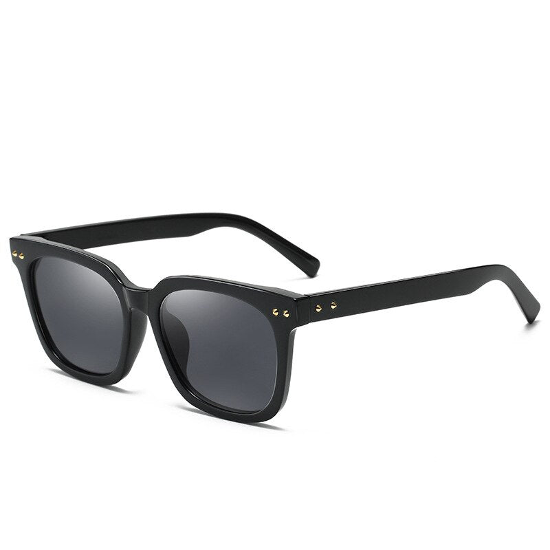KatKani Unisex Full Rim Square TR 90 Resin Polystyrene Lens Polarized Sunglasses Ct2016 Sunglasses KatKani Sunglasses Brihgt Black Other 
