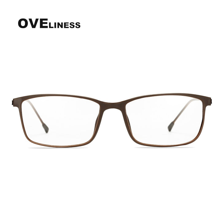 Oveliness Men's Full Rim Square Tr 90 Titanium Eyeglasses Ol98p55 Full Rim Oveliness coffee  