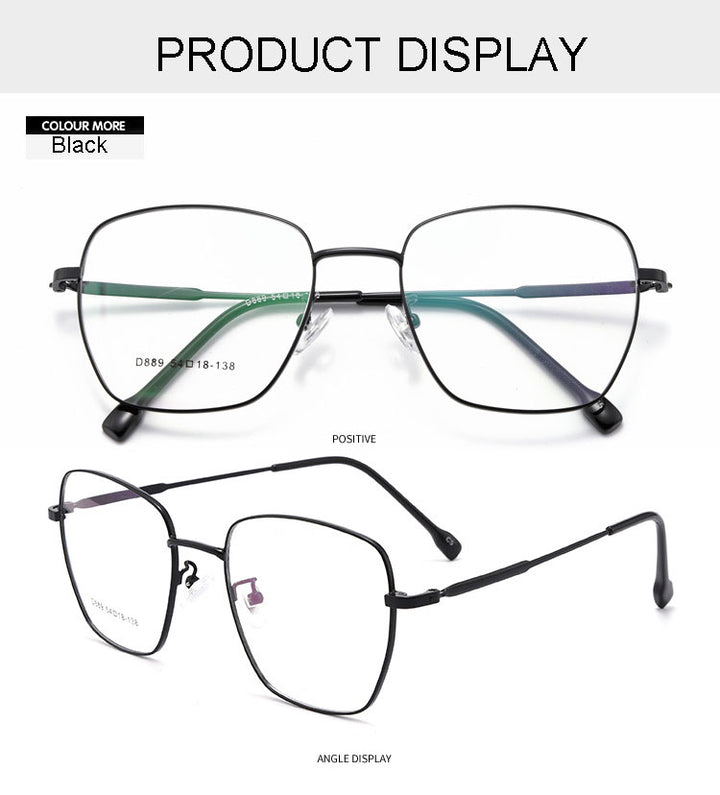 Hotony Unisex Full Rim Polygon Alloy Frame Spring Hinge Eyeglasses D889 Full Rim Hotony   