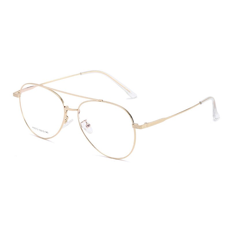 Handoer Unisex Full Rim Round Double Bridge Alloy Eyeglasses 90272 Full Rim Handoer Gold  