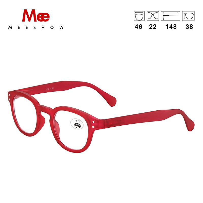 Meeshow Women's Full Rim Round Polycarbonate Reading Glasses 1513 Reading Glasses Meeshow red +100 