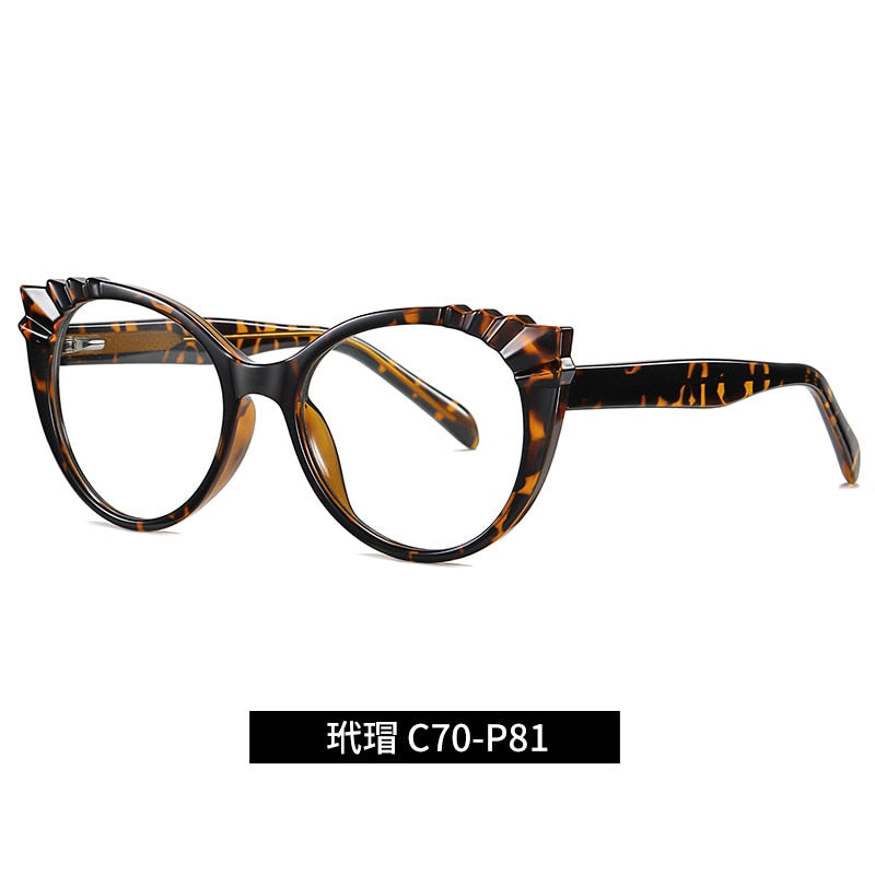 Reven Jate Women's Eyeglasses 3510 Tr-90 Cat Eye Full Rim Flexible Full Rim Reven Jate leopard  