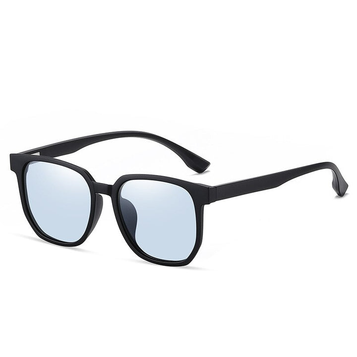 KatKani Unisex Full Rim Square Acetate Frame Polarized Sunglasses Cj22051 Sunglasses KatKani Sunglasses Matte Black Blue Other 