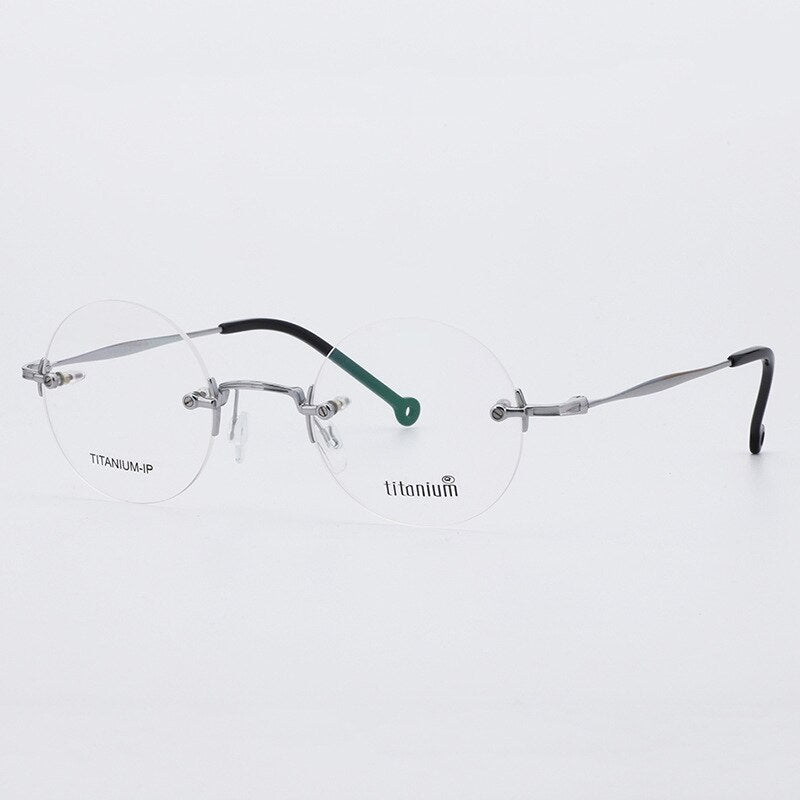 Aissuarvey Rimless Oval Titanium Frame Eyeglasses Unisex Rimless Aissuarvey Eyeglasses Silver  