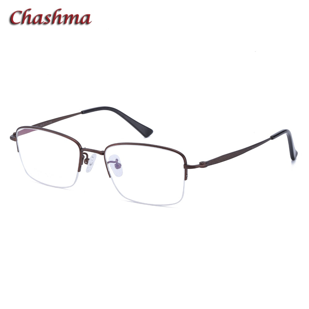 Chashma Ochki Men's Semi Rim Square Titanium Eyeglasses 8923 Semi Rim Chashma Ochki Gray  