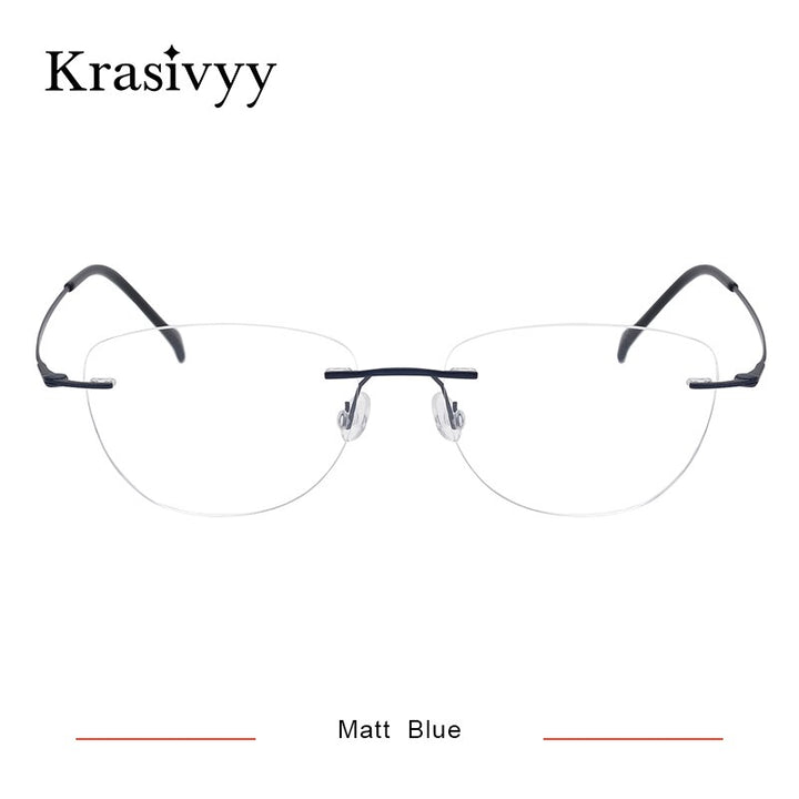 Krasivyy Women's Rimless Glasses Square Screwless Titanium Eyeglasses Kr16007 Rimless Krasivyy Matt Blue  