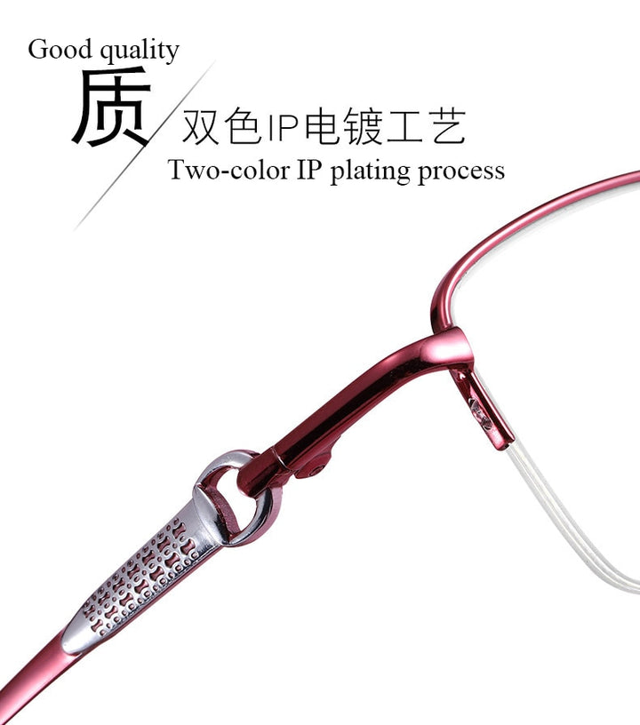 Women's Rectangular Half Rim Titanium Frame Eyeglasses Lr7828 Semi Rim Bclear   